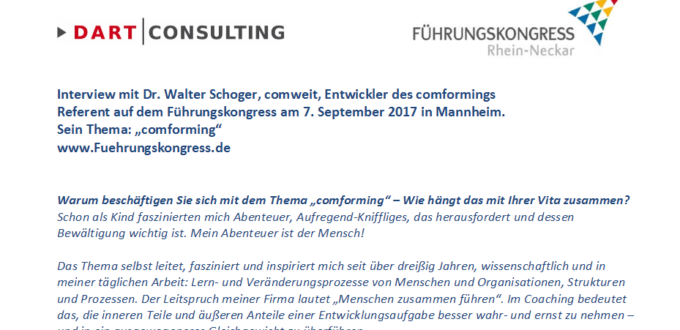 Interview mit Walter Schoger, Referent auf dem Führungskongress in Mannheim