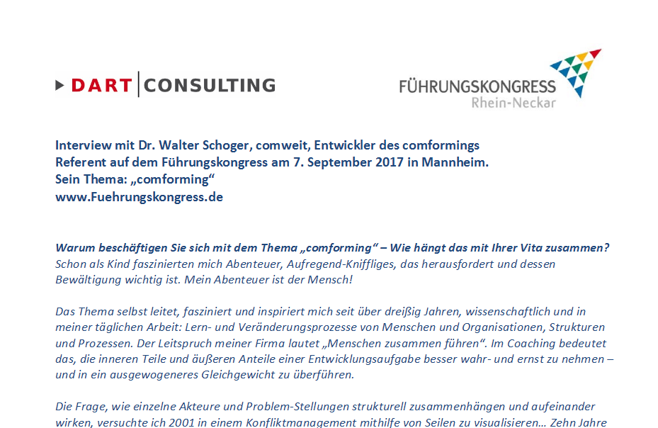 Interview mit Walter Schoger, Referent auf dem Führungskongress in Mannheim